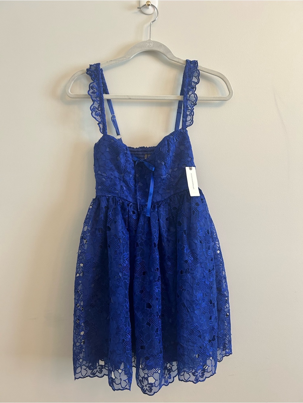 Anthropologie Royal Blue Lace Mini Dress - Picture 2 of 3
